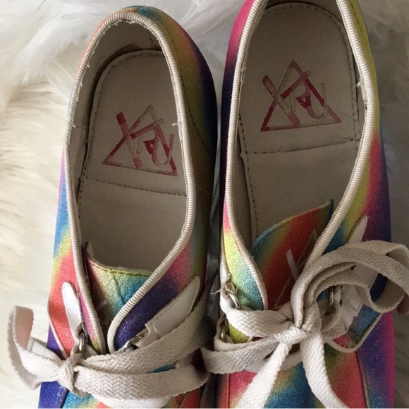 Rare YRU Rainbow Qloud Kreep Creepers Platform Stacked Shoes Clear Heel Sz 7 - Picture 4 of 6